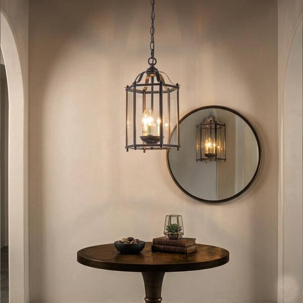 ALOA DECOR Vintage Bronze Lantern Pendant Light 3-Light Farmhouse