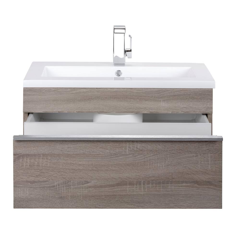 Arlie 30'' Brown Wall-Mount Single Sink Vanity