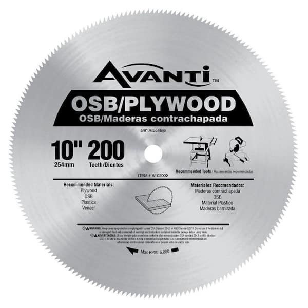 Avanti 10 in. x 200-Tooth OSB/Plywood Ripping Circular Saw Blade