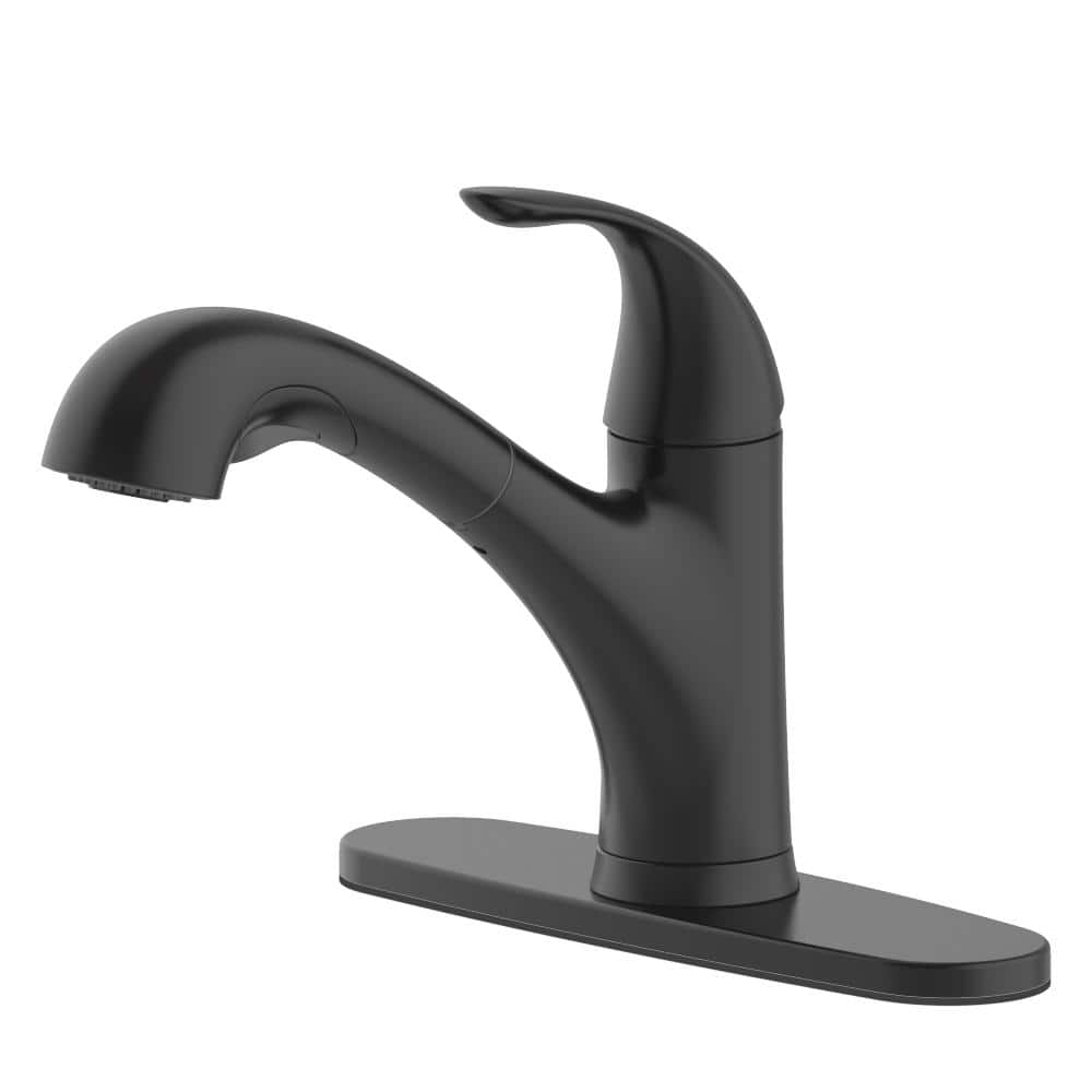 Glacier Bay Market Single-Handle Pull-Out Sprayer Kitchen Faucet in Matte Black -  HD67737-0010H