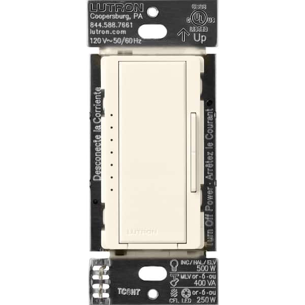 Lutron Maestro PRO LED+ Tap Dimmer Switch for 250W LED, 500W ELV, 400W MLV, Single Pole/Multi-Location, Biscuit (MA-PRO-BI)