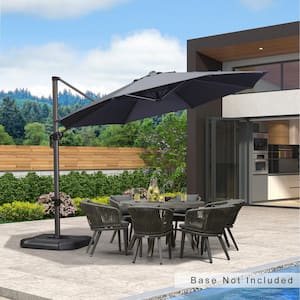 11 ft. Octagon Outdoor Patio Cantilever Umbrella Aluminum Offset 360° Rotation Umbrella in Gray
