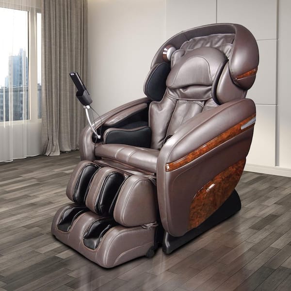 Pro Dreamer Series Brown Faux Leather Reclining Massage Chair with 3D S-Track, Built-in MP3 Speakers, and Foot Rollers