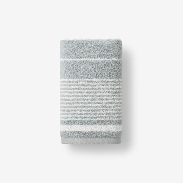 The Company Store Company Cotton Plush Spa Stripe Seaspray Cotton Single Hand Towel