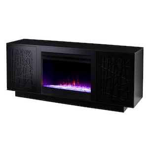 Delgrave 60 in. Freestanding Wooden Color Changing Electric Fireplace TV Stand in Black