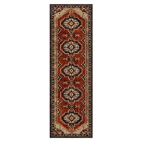 Maddington Garnet 2 ft. 2 in. x 7 ft. Traditional Washable Indoor Runner Rug