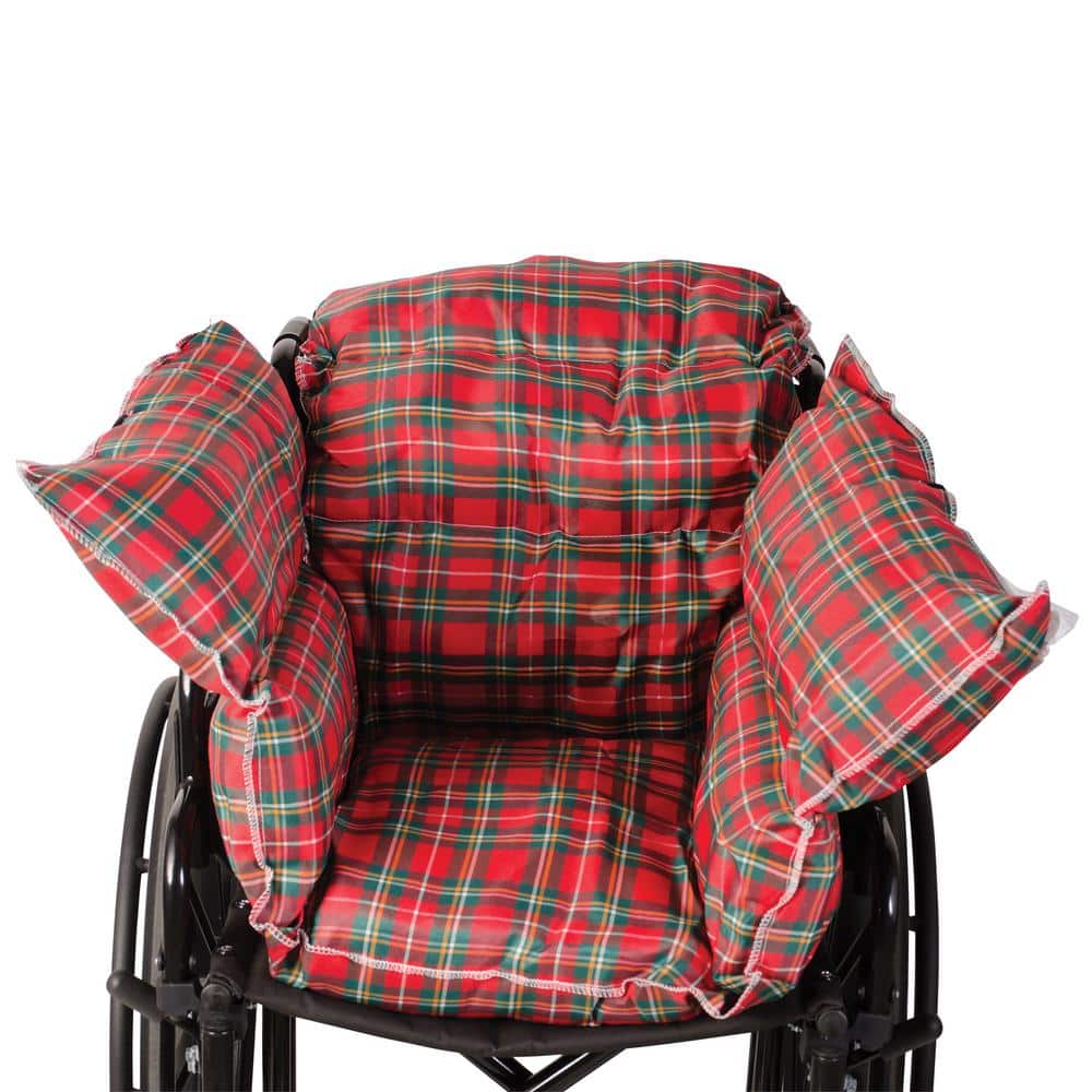 Plaid Hypoallergenic Polyester Fiberfill Wheelchair Cushion