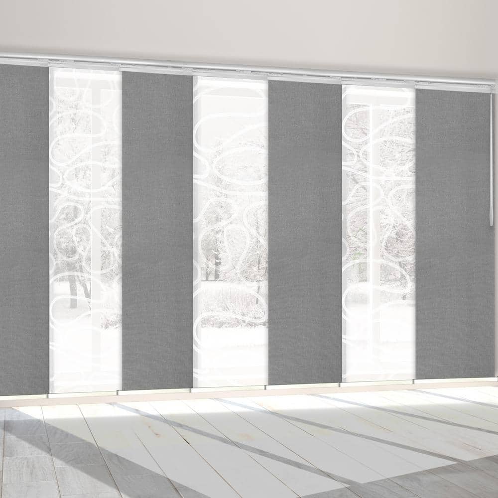 Storm Swirl 110 in. - 153 in. W x 94 in. L Adjustable 7- Panel Satin Nickel Single Rail Panel Track with 23.5 in. Slates price history on PriceWatchPro