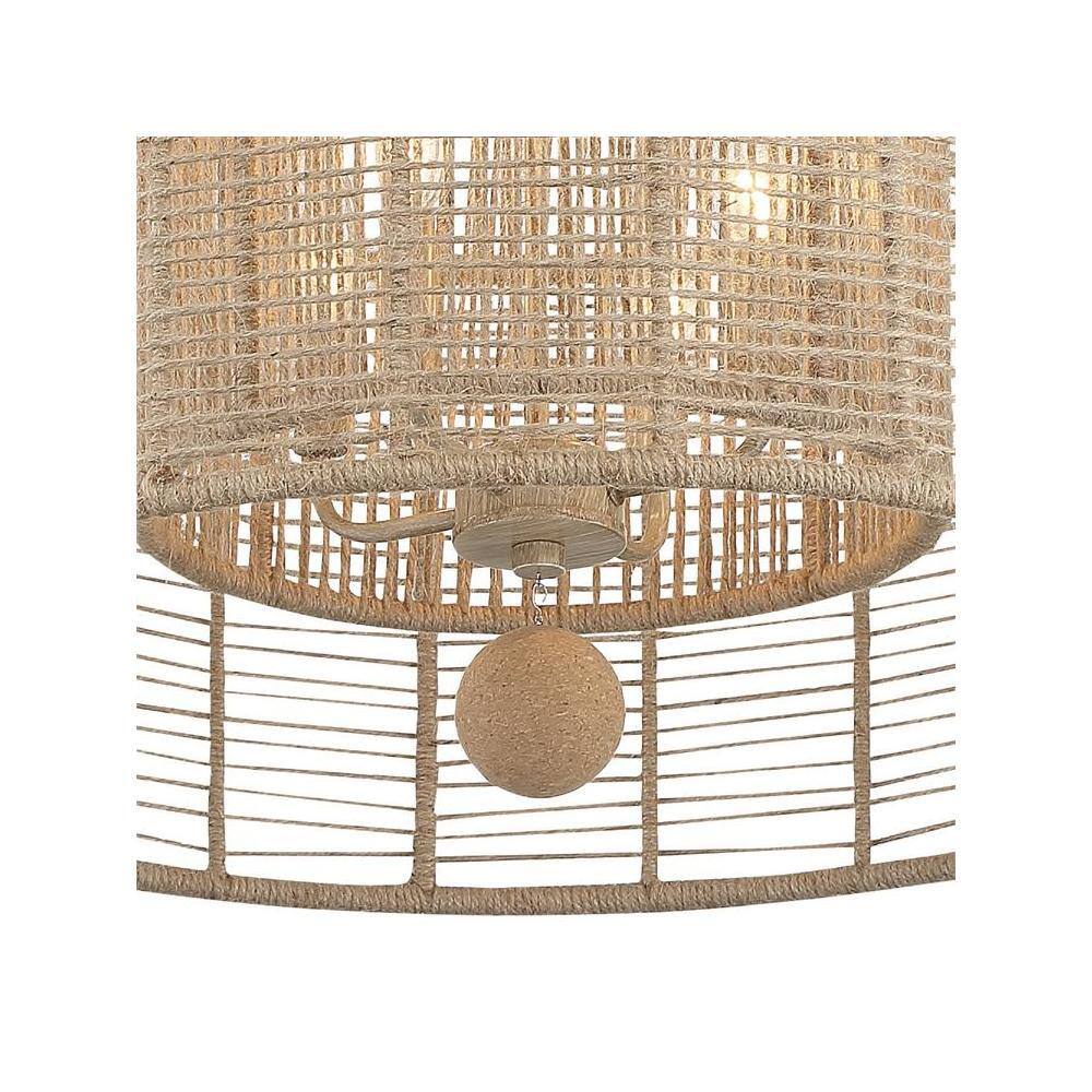 Jayna Burnished Silver 4-Light Drum Chandelier with Natural Jute