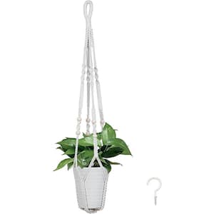 4 Legs Cotton Rope White Macrame Plant Hanger with Hook