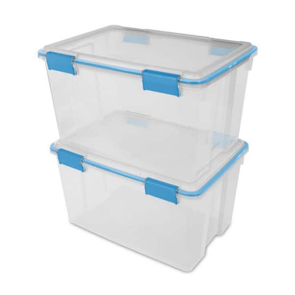 toseti Sterilite 54 Qt. Clear Plastic Gasket Box with Blue Latched