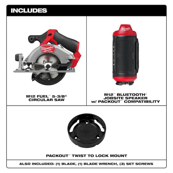 M12 FUEL 12V Lithium-Ion Brushless 5-3/8 in. Cordless Circular Saw, & Speaker