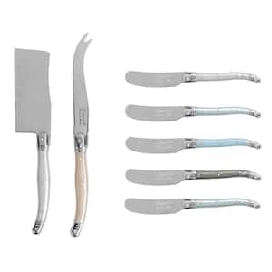 French Home 7-Piece Laguiole Cheese Knife and Spreader Set with Mother of Pearl Handles