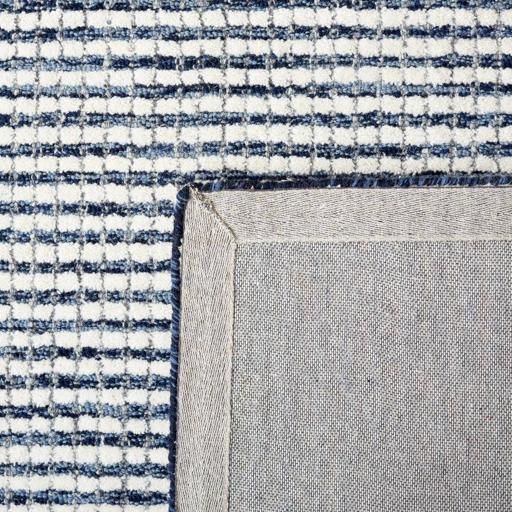 Ivory and Blue Abstract Wool Handmade Square Area Rug