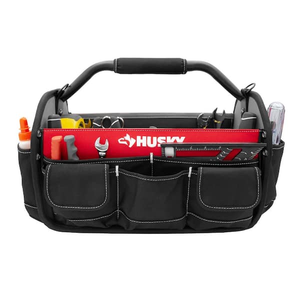 Vorx 17” Tool Bag Heavy Duty Nylon Tool Bag for Power Tools and Hand Tools Adjustable Shoulder Strap Wide Open Mouth Multipurpose Tool Bag17” X 11”X 12”