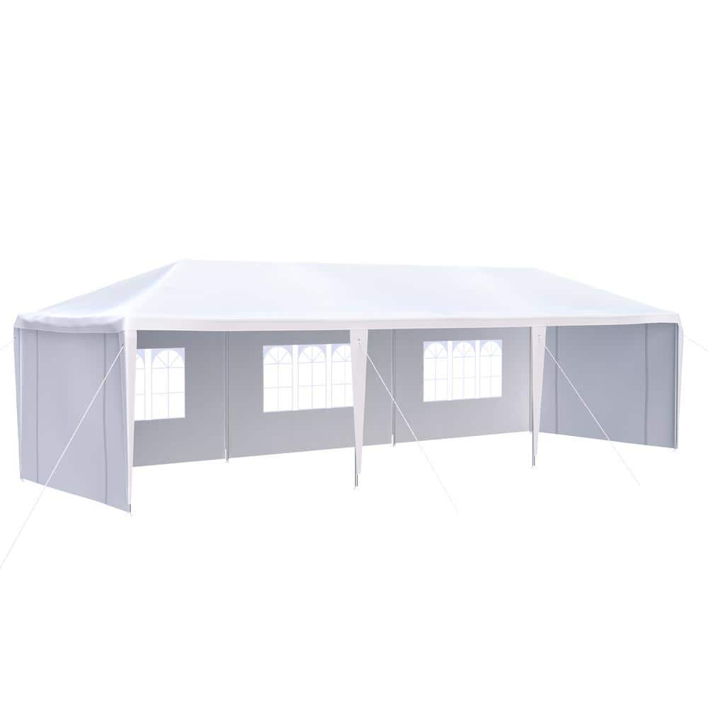 10 ft. x 30 ft. White Outdoor Wedding Party Canopy Tent with 5 Removable Si