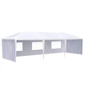 10 ft. x 30 ft. White Outdoor Wedding Party Canopy Tent with 5 Removable Sidewalls