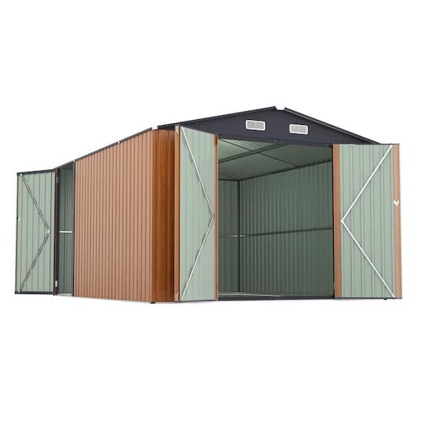 9 ft. W x 11 ft. D Metal Outdoor Storage Garden Sheds w/ 4 Vents, 3 Lockable Doors, Utility Tool Shed(102.6 sq. ft. )