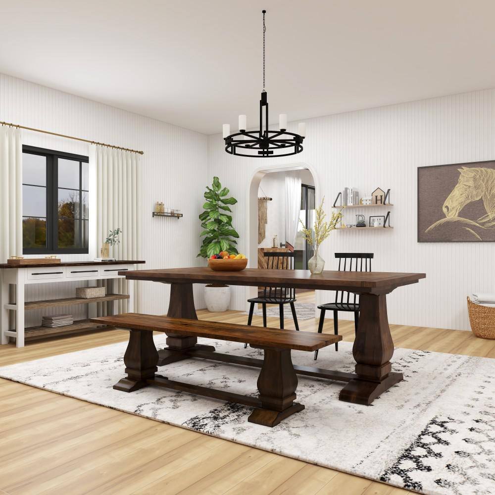 Rustic Reclaimed Mango Wood 78" Bar Height Bench in Brown