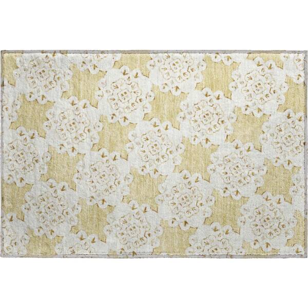 Mayfield Premium Machine Washable Abstract AMF2352 Wheat 2 ft. x 3 ft. Accent Rug