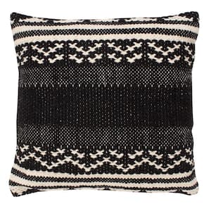 Black and White Aztec Tribal Boho Pattern Jacquard Decorative Cotton Accent 4 in. x 18 in. Throw Pillow (Set of 2)