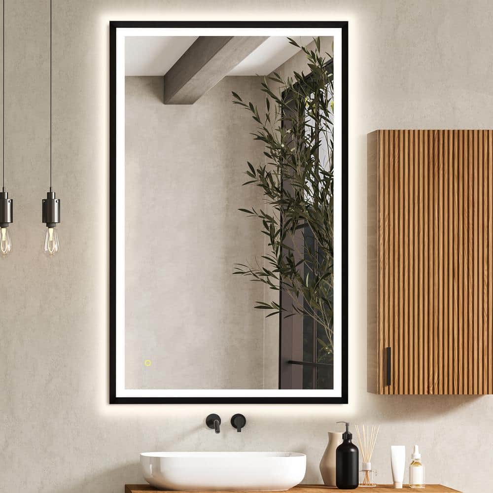 Apollo 48" x 30" Matte Black Aluminum LED Vanity Mirror