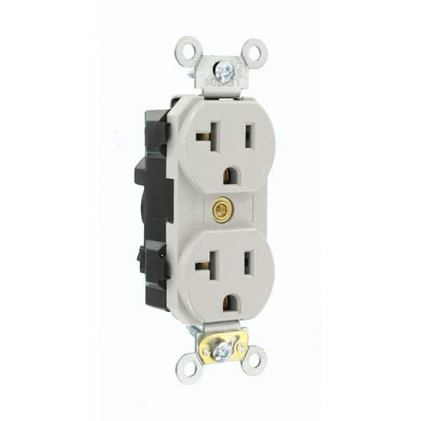 20 Amp 125 V Commercial Grade Duplex Outlet/Receptacle, Gray (1-Pack) M5362-GYS