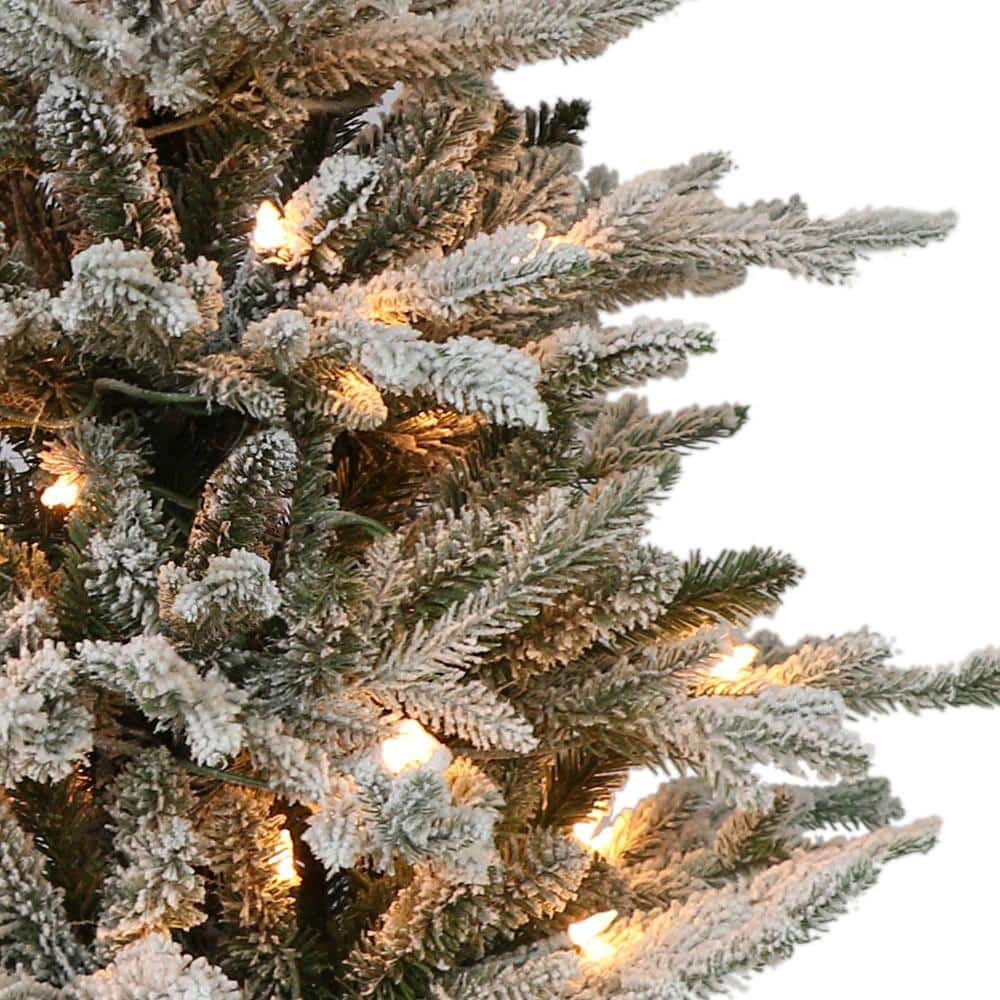 4.5 ft Pre-Lit White Flocked Fir Potted Christmas Tree