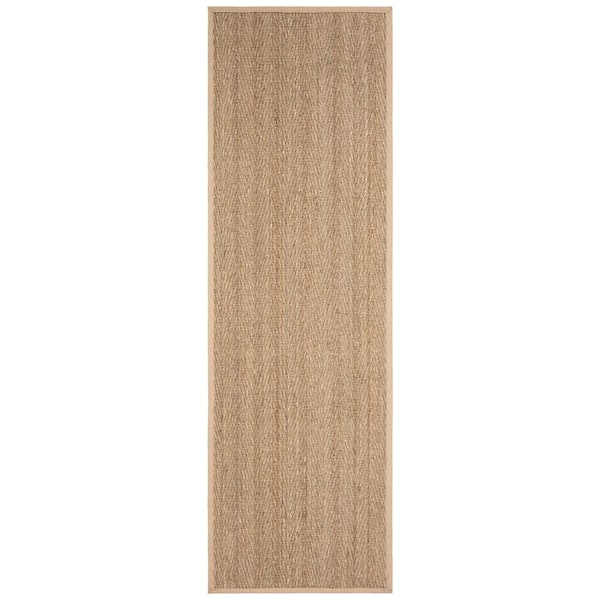  SAFAVIEH Natural Fiber Collection Runner Rug - 2'6 x 8',  Natural & Beige, Border Herringbone Seagrass Design, Easy Care, Ideal for  High Traffic Areas in Living Room, Bedroom (NF115A) : Home