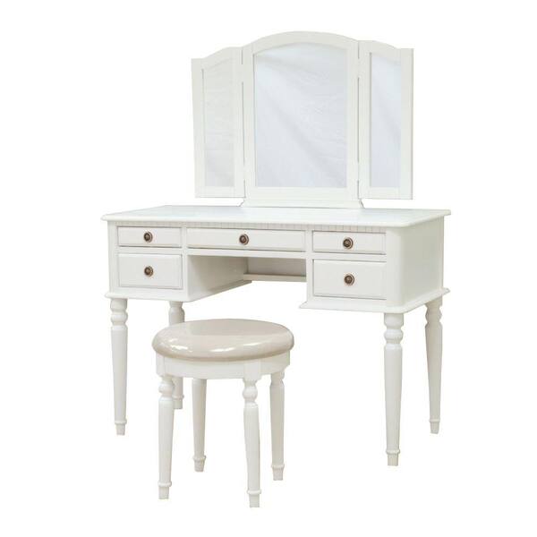 Homecraft Furniture 3-Piece White Vanity Set