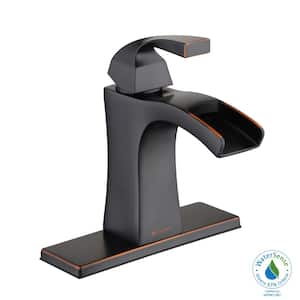 Leary Curve Single Hole Single-Handle Bathroom Faucet in Bronze