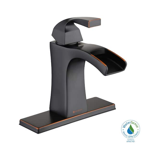 Glacier Bay Leary Curve Single Hole Single-Handle Bathroom Faucet in Bronze