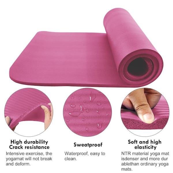 Pink High Density Large Yoga Mat 79 in. L x 52 in. W x 0.4 in. Pilates  Exercise Mat Non Slip (28.5 sq. ft.)