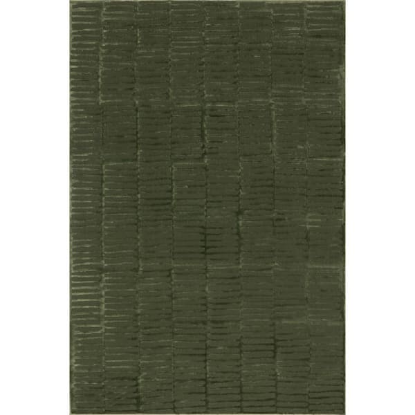 Kailani Geometric Machine Washable Green 4 ft. x 6 ft. Indoor Area Rug