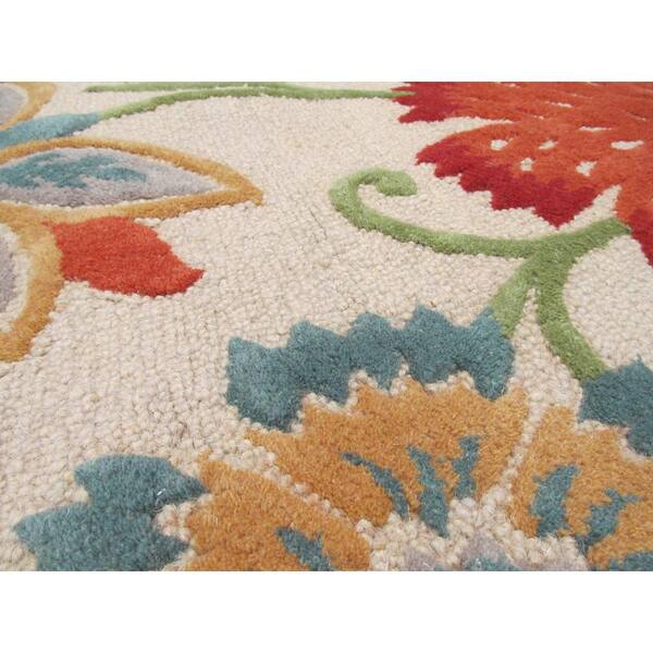 Spring Garden 6' Round Ivory Transitional Spring Garden Round Rug