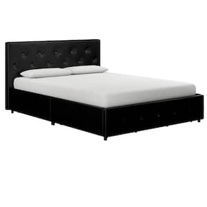 Dean Black Faux Leather Upholstered Queen Bed with Storage