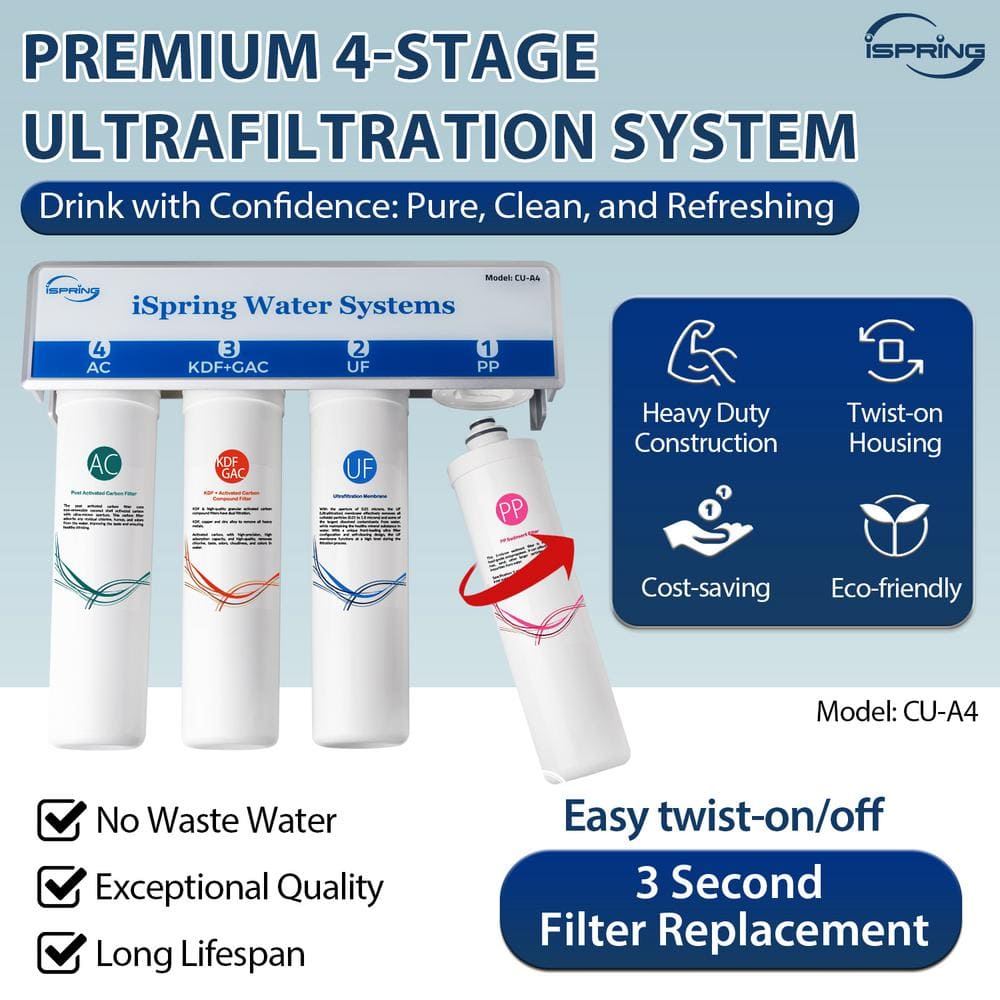 iSpring White 4-Stage Ultrafiltration Under Sink Water Filter System