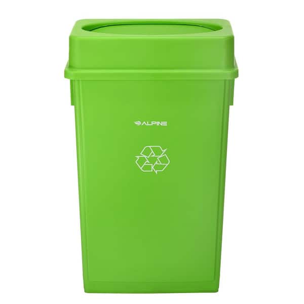 23 Gal. Lime Green Plastic Vented Commercial Slim Trash Can with Swing Lid (3-Pack)