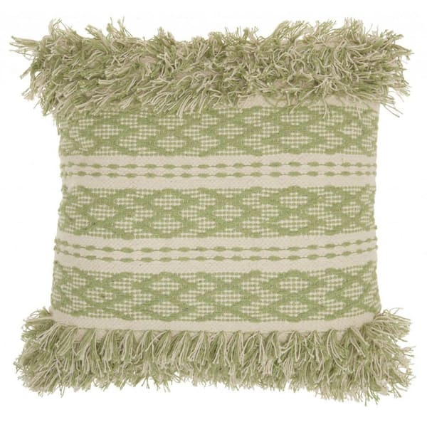 HomeRoots Jordan Sage Geometric Cotton 20 in. X 20 in. Throw Pillow