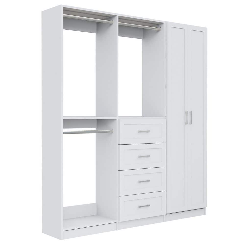 Alto Collection 63 in W White Wall Mounted Shaker Double Hang, 4-Drawer w Hang, Shelves w Full Door Wood Closet System price history on PriceWatchPro