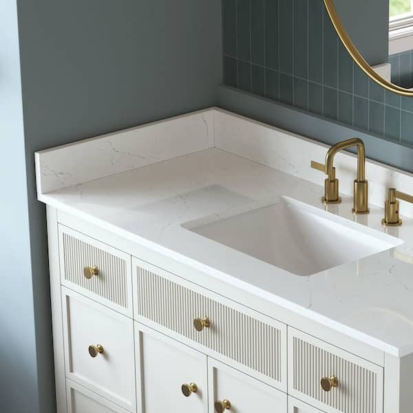 DELUXE DL LIVING 21.25 in. W Bianco Bella Quartz Vanity Sidesplash