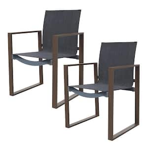 Aluminum Outdoor Patio Armchair Single Sofa Chair without Cushions (2-Pack)