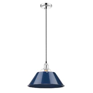 Orwell 1-Light Chrome with Navy Shade Large Pendant