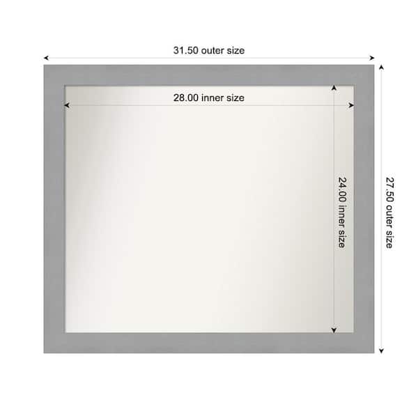 Amanti Art Brushed Nickel 31.5 in. x 27.5 in. Custom Non-Beveled Recycled Polystyrene Framed Bathroom Vanity Wall Mirror