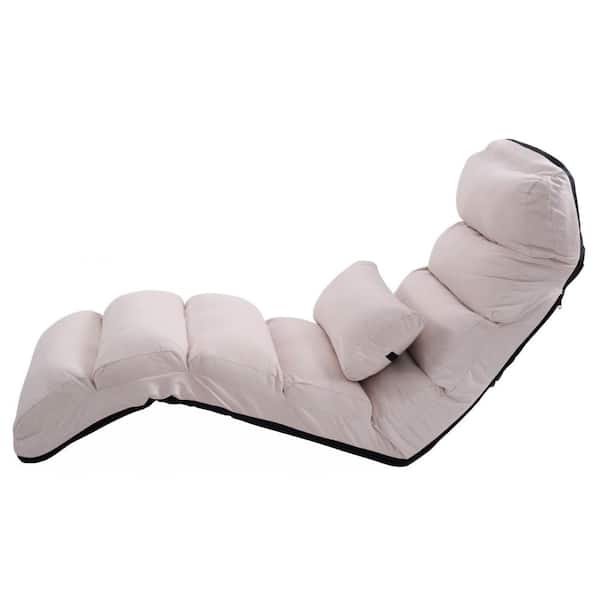 Folding Lazy Floor Sofa 230 lb. Capacity 69 x 21 x 7 in. 5-Back 3-Foot Positions Faux Suede Pillow Pre-Assembled