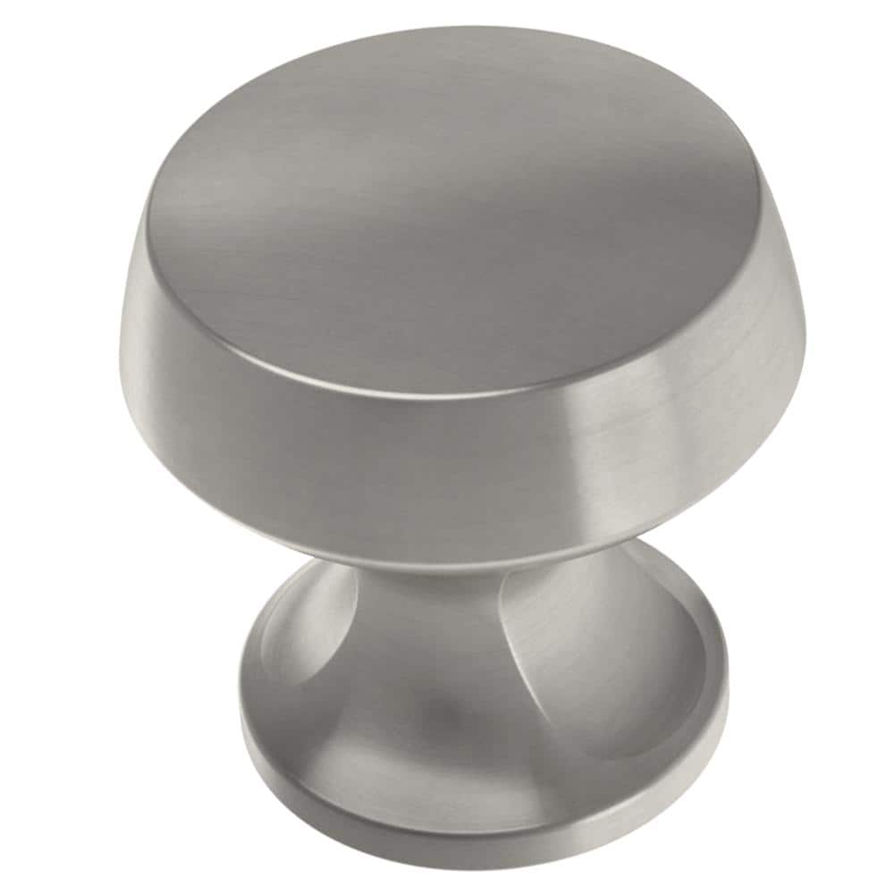 1-1/2 Solid Brass Oval Knob with Beveled Round Base Plate - Satin Brass