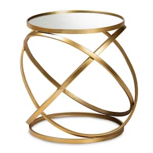 Desma 16.9 in. Gold Round Glass End Table
