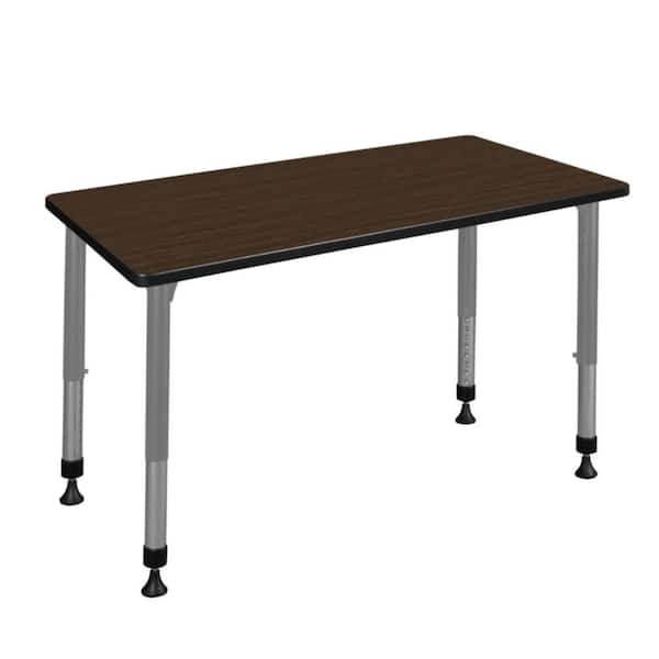 Kee 48 in. x 30 in. Neo Walnut Height Adjustable Classroom Activity Table Desk with Grey Base
