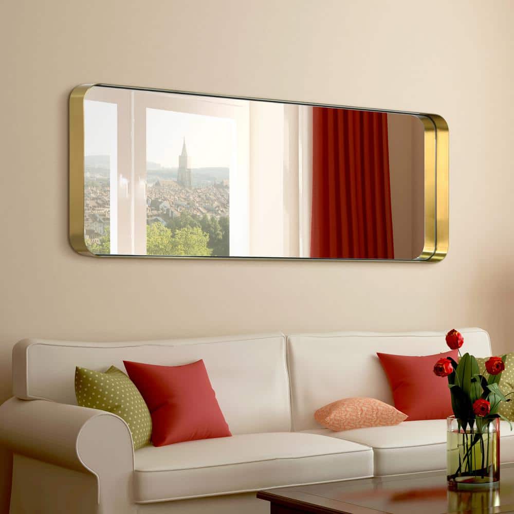 48" Gold and Silver Rectangular Bathroom Wall Mirror