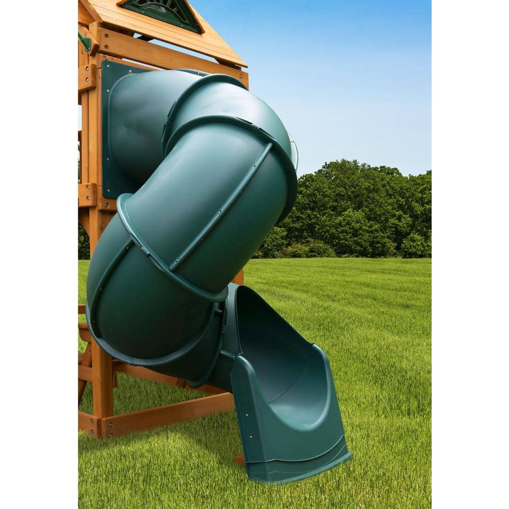 Green Plastic Quick Connect Turbo Tube Slide for 5 Foot Deck Heights